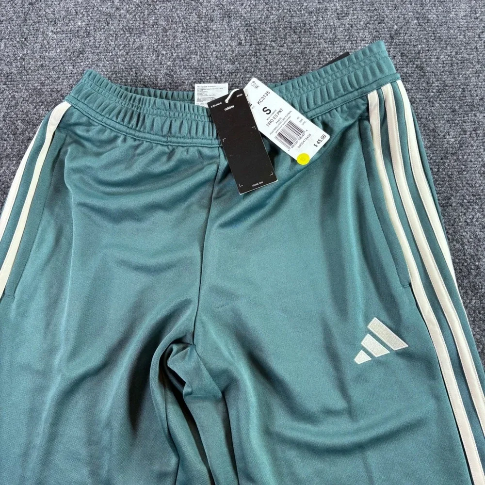 Adidas Tiro ES Pants Mens S Teal White Tapered Soccer Training New Tiny Flaw